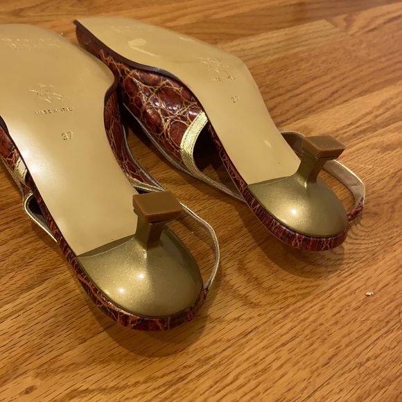 Roberto Rinaldi Leather Slingback Kitten Heels - Picture 12 of 14